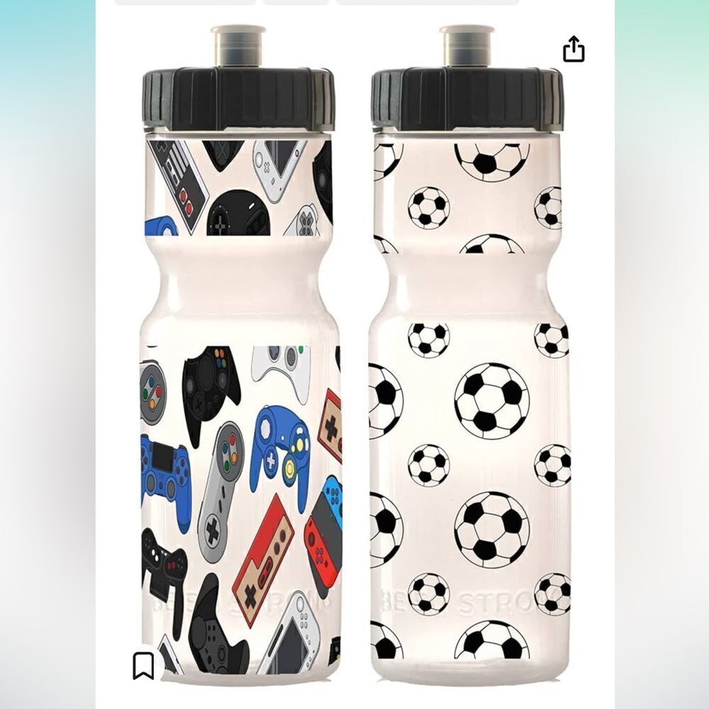 Kids Sports Squeeze Water Bottle 2 Pack - 22 oz. BPA free